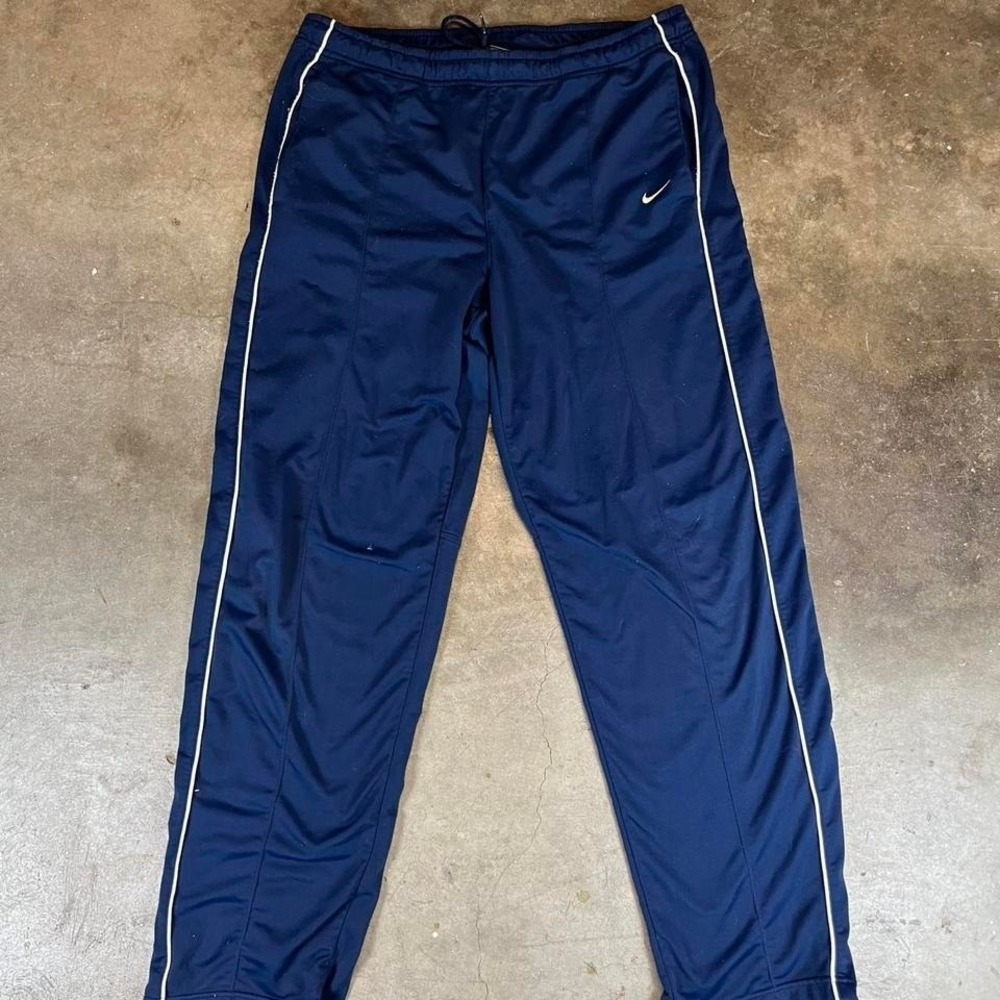 Vintage Y2K Nike Navy Blue Athletic Track Pants Mens XL White Stripe